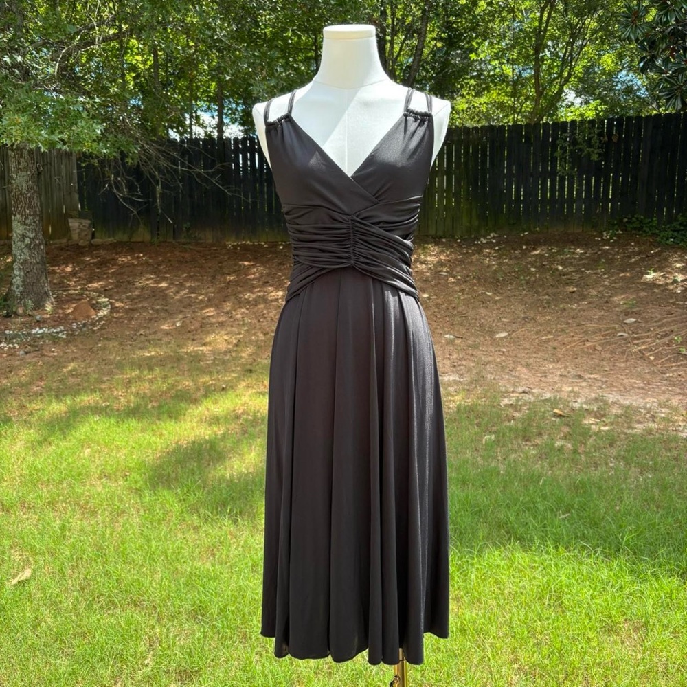 2000s y2k vintage Heart Moon Star black slinky midi dress 🍸